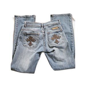 COWGIRL TUFF Studded Brown Cross Jeans Size 27 x 34